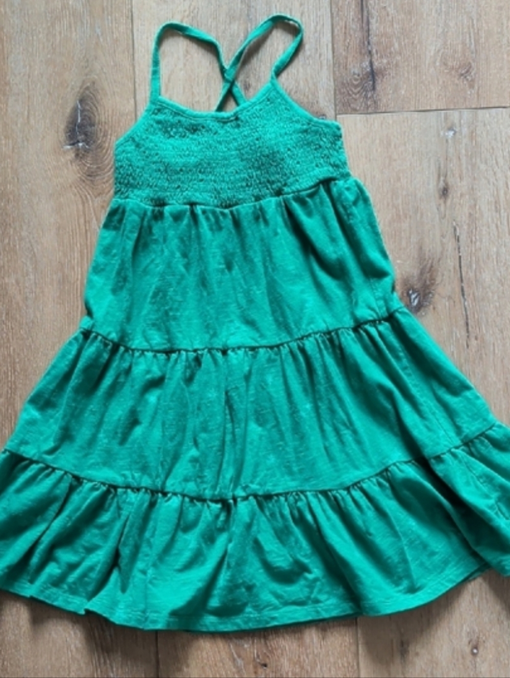 GAP KIDS Size Small Green Tiered Sundress with Crisscross Straps